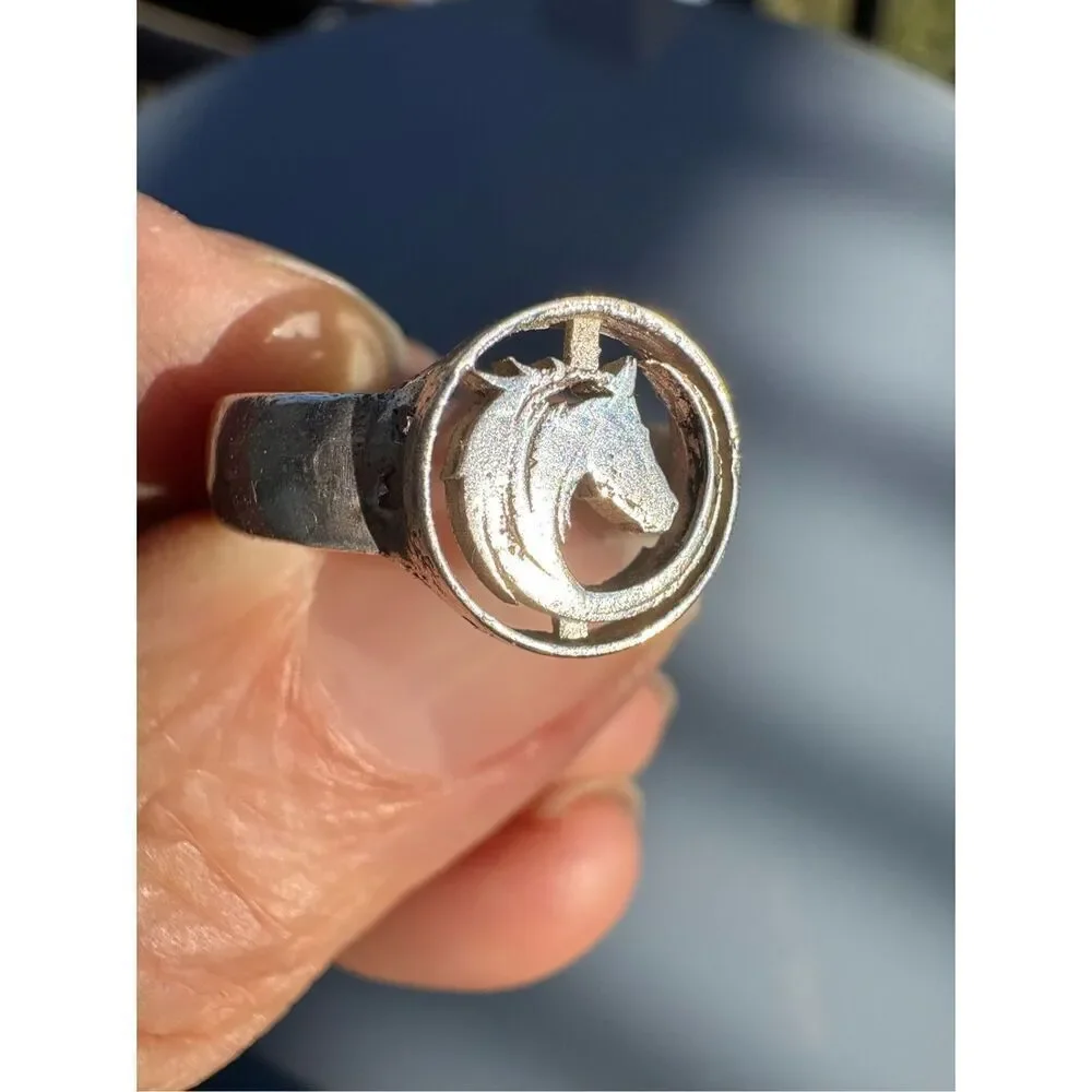 Ring, Sterling Silver Horse Head Ring, size 6, Handmade, Artisan, Unique